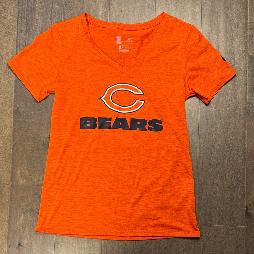 Nike Chicago Bears NFL Dri-FIT Women’s V Neck T Shirt Orange XS - Picture 2 of 6